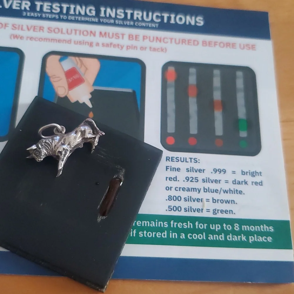Sterling Silver Bull Charm Pendant - Silver